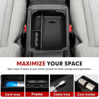Autorder Center Console Organizer for 2022-2026 Volkswagen Taos/ 2018-2024 VW Tiguan,Taos/Tiguan Interior Accessories Armrest Storage Box Secondary Insert Tray with Non-Slip Silicone Mats