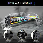 52" RGB LED Light Bar 2Pcs 4" Flood LED Pods with Multi-Color Chasing RGB Halo 16 Solid Colors Over 92 Flashing Modes Offroad Lights Driving Lamp Fog Lights with Switch Wiring Harness