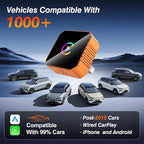 2026 Mini Wireless CarPlay Adapter Upgrade Wired to Wireless for CarPlay & Android Auto Plug and Play Fast Auto-Reconnect Stable Control Zero Delay Car Play for iPhone iOS 10+ Android 11+