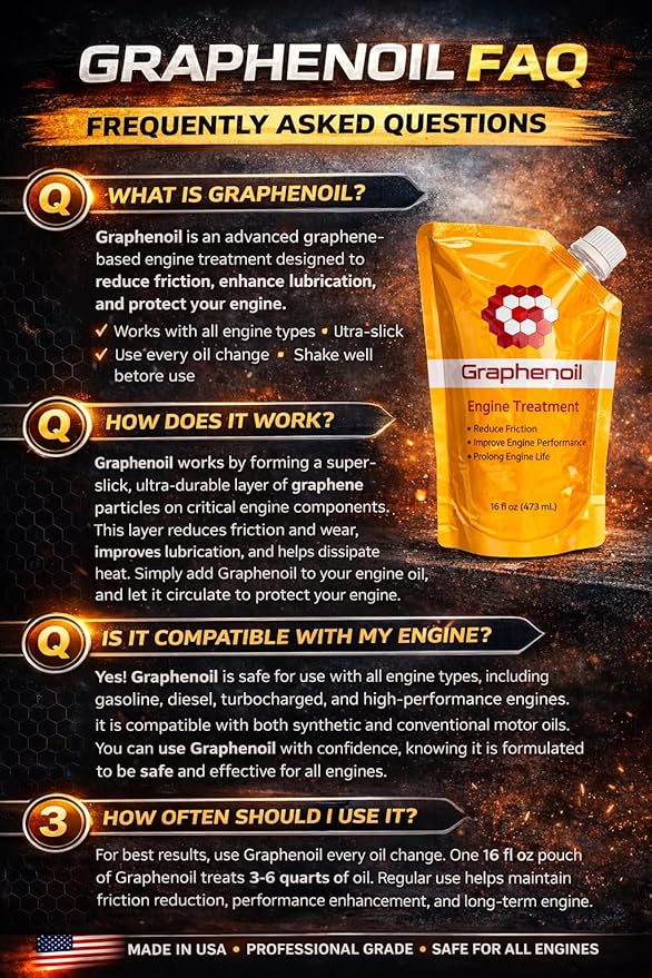 Graphene Engine Treatment – Friction Modifier, Wear Protection, Heat Reduction – High Performance Lubrication (16 oz)