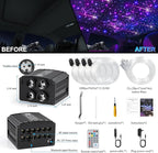 Car Starlight Headliner Kit, 4 Colors 32W Twinkle & Meteor Fiber Optic Ceiling Lights, 2 in 1 Light Engine 1000pcs*0.03in*13.1ft+240 RGBW Shooting Stars Lights for Car Roof Décor