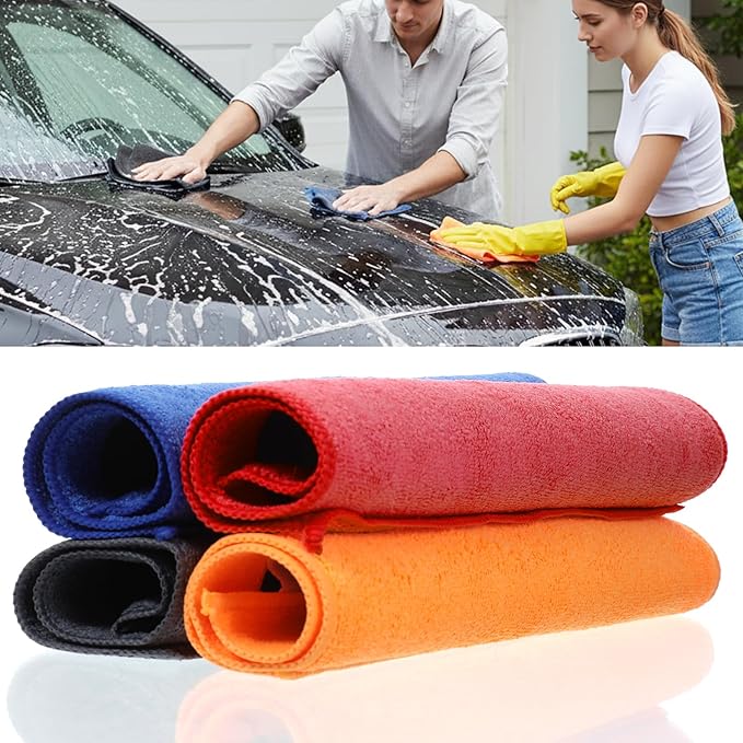 4 Pack Clay Towel Auto Detailing 12 x 12 Inch Clay Bar Towel Microfiber Car Cloth Cleaner Fine Grade Car Towels Automotive for Car Detailing Cleaning Polishing DIY Detail Tool Kit