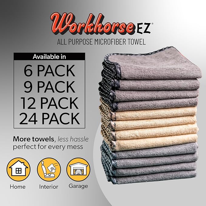 Chemical Guys Microfiber Cleaning Towels, Car Interior, Home and Garage, Scratch-Free, Lint-Free Short-Pile Microfiber, Multi-Color, 14 in x 12 in - 9 Pack