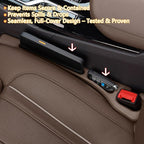 Car Seat Gap Filler Organizer of 2 - No Drop Seat Guard, Universal Car Seat Gap Filler, Durable Non-Slip Material, Easy 10-Second Install for Cars, Trucks & SUV (Brown)