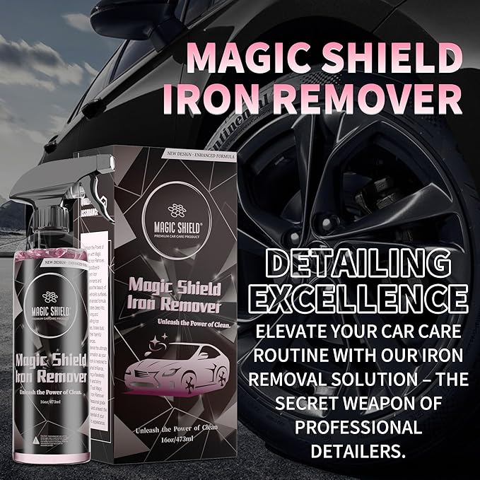 Magic Shield Iron Remover Spray for Cars 68oz – pH-Neutral Iron and Fallout Remover for Car, Motorcycle, RV & Boat | 5-Minute Reaction, Effective on Wheels & Paint | All-In-One Solution