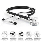 ASA TECHMED Nurse Essentials for Work Starter Kit, Stethoscope, Blood Pressure Monitor, Otoscope, Tuning Forks and More. 18 Pcs Doctor Kit, Nurse Gift (Black)