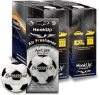 Soccer Car Air Freshener by HookUp - 50 Pack - Black Gold Scent (Extra Strong) | Unique Soccer Gift for Players, Coach, Fans | Hanging Car Accessory with Long Lasting Fresheners Smell