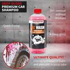 menzerna "MZ Wash" I Car Wash 1L I Premium Car Shampoo to Remove Dust, Dirt and Grime I Car Soap to Prep for Buffing & Polishing Compounds I Quick Dry and High Shine Finish I with a Tropical Scent