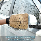 Qilmy Tree Rings Closeup Microfiber Chenille Car Wash Sponge Scratch Free Car Wash Mitt Absorbent Mitt Sponge for Trucks SUVs Car Washing Home Cleaning, Large