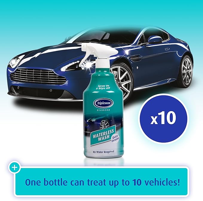 Triplewax Waterless Wash – No-Rinse Car Cleaner for Instant Shine and Dirt Removal, 34 fl oz