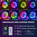 Ehaho 17" Double Row Wheel Lights, Brighter RGB Dream Chasing LED Rim Lights with App & Remote Control, Music Wheel Ring Light with Turn & Braking Signal Compatible with Various Trucks SUV Car（4PCS）
