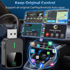 Wireless CarPlay & Android Auto Adapter 2-in-1, Convert Wired to Wireless, Plug & Play CarPlay Dongle, Auto-Connect, No Delay, USB A/Type-C Mini Size Car Play Adapter for Apple iPhone/Android