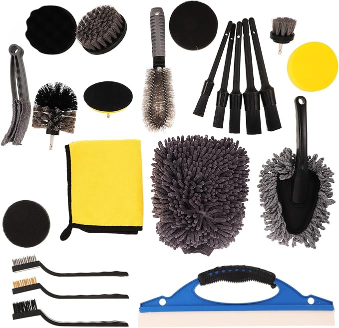 23 Pcs Car Duster Brush and Wheel Cleaning Brush Set Multifunctional Auto Detailing Kit for Interior and Exterior Tire Rim and Door Cleaning Car Care Tools and Suvs