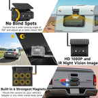Magnetic Solar Wireless Backup Camera for Truck RV Car Trailer Pickup: HD 1080P No Wiring No Drilling IR Night Vision IP69K Waterproof Rechargeable Portable Backup Camera with 5" IPS 2-Split Monitor
