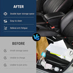 Double-Layer Armrest Box for Nissan Versa Almera 2020-2024 Car Center Storage Box Organizer Interior Hand Centre Consoles with Cup Holder Black Accessories