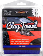 Detailer's Preference Microfiber Clay Towel, Fine Grade, Reusable Alternative to Clay Bars for Car Detailing, Removes Overspray, Rail Dust, Tar, Sap, and More 12"x12", Blue