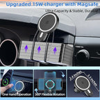 PZK Car Phone Mount for Mazda CX-30 CX30 2019-2022 2023 2024 2025 Accessories Custom Air Vent Car Phone Mount Magnetic 15W Fast Wireless Charger Hands Free 360° Rotation Phone Automobile Cradles