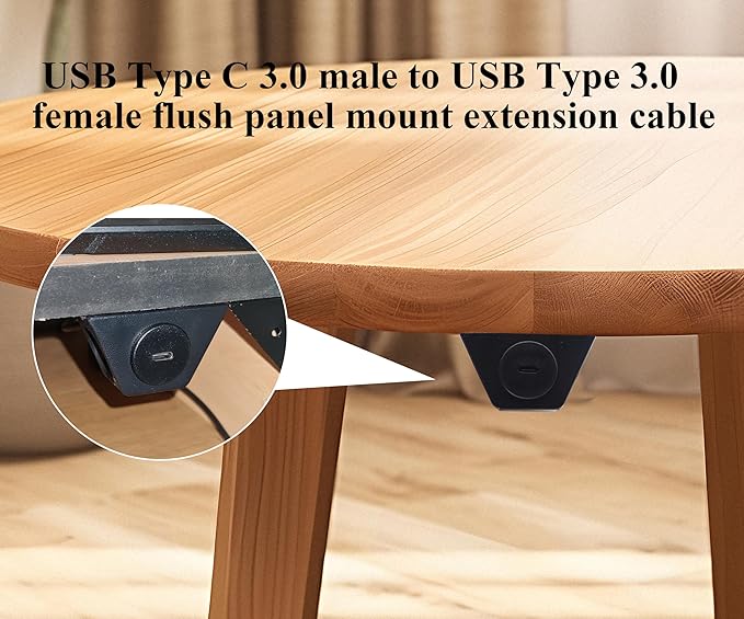 zdyCGTime USB C to USB 3.0 A Threaded Flush Mount Waterproof Cable Adapter USB 3.0 Male to USB C Female Panel Mount Extension Cable, for Car Boat Truck Yacht Motorcycle, (1.5M/5Ft)
