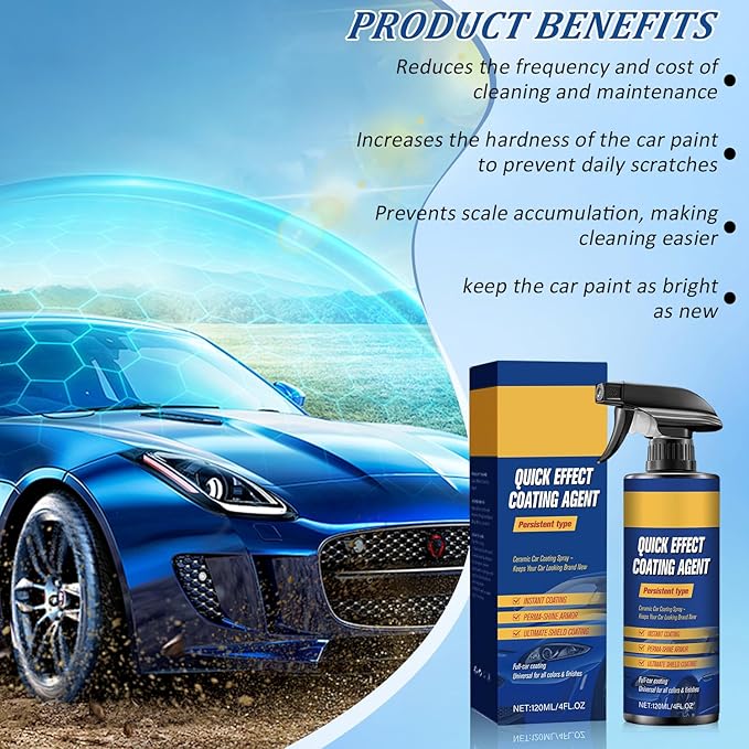 Advanced Car Quick-Acting Coating Agent Spray, Scratch Wax Polish Waterless Wash, Quick Effective Coating Spray, Car Coating Sprays Cleaning Kit, Oil Film Emulsion Glass Cleaner