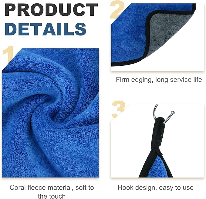 uxcell 6 Pcs 800gsm Microfiber Towels for Cars, 15.7 x 15.7 Inch Car Drying Towel Drying Towels Car Detailing Extra Large Super Absorbent Towel for SUV Truck Home, Gray Blue