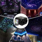 AMKI Dual Color 20W Twinkle Starlight Headliner Kit 1200pcs*0.03in*9.8ft Cables Fiber Optic Light Cable Sound Activated Music Mode APP/Remote Control Dual Port Light Box for Car Home Roof Decor