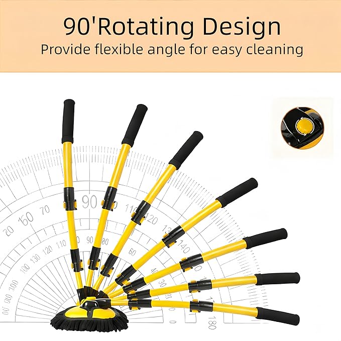 Car Wash Brush with Long Handle, 15°Curved Car Cleaning Brush with Extension Pole Scratch Free, Microfiber Exterior Cleaning Mop Mitt for Washing Roof Truck Camper SUV (3)