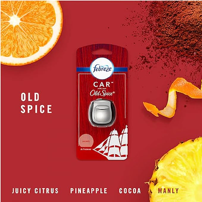 Febreze Car Odor-Eliminating Air Freshener Vent Clip, Original Old Spice Scent, 1 count