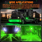 Dual Function 4Pcs Green Watermelon Lights Strobe+Constant LED Side Marker Clearance Turn Signal Top Cap Roof Underglow Tail Trailer Lights for Semi Truck,Bus,Van,Camper,Golf cart
