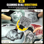 MIKKUPPA Microfiber Car Wash Mitt - Double-Sided Ultra Absorbent Scratch Free Premium Blend Glove for Car Washing Home Cleaning (Black, 2Pack, 11'' x 8'')
