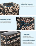 Capolo Car Trash Can with Lid, Leakproof Car Trash Bag Hanging Waterproof Automotive Garbage Can with Storage Pockets Mini Vehicle Trash Bin for Back/Front Seat(Leopard,2.5 Gallon)