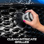 VIKING Car Cleaning Brush for Car Detailing Kit, Super-Soft Bristles for Interior Detail and Cleaning, 5 Inch Diameter, Black/Grey, Storage Stand Included