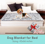 Stuffed Premium Soft Dog Blanket, with Flannel Grey Cute Paw Print, 43 * 66 inches Medium Large Size, Self Warming Cat Blanket Puppy Supplies Dog Products Stuff Essentials