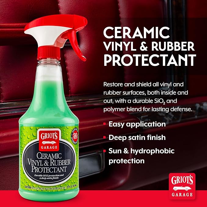 Griot's Garage Ceramic Vinyl and Rubber Protectant for Car Detailing, Restorer and Protectant for Dashboards, Door Panels, Tires, Exterior Trim, Moldings, and More, 10821, 22oz