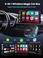 4-in-1 Wireless CarPlay Adapter for Streaming Netflix/YouTube/TikTok/TF Card, 2026 Magic Video AI Box & Android Auto Dongle [Dual Band WiFi, Autolink Pro] Plug & Play, Fits for OEM Wired Car Play Car