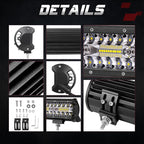 OFFROADTOWN 15 Inch 300W LED Light Bar, White, Aluminum, IP68 Waterproof, Suitable for Off-Road Vehicles, UTVs, ATVs, Trucks, Boats