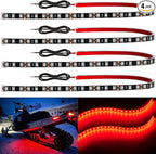 YM E-Bright 4Pcs Led Strip Lights for Car, 24inch Waterproof IP68 Car Underglow Strip Lights Decoration 36SMD 12V Led Interior Exterior Lights Strip for Cars Motorcycles Truck Golf Cart Boat - Red