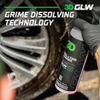3D GLW Series Wheel & Tire Cleaner – Deep Cleaning All-in-One Formula | Removes Brake Dust, Grime, Tire Browning | Safe on All Wheels | DIY Car Detailing |16 oz