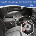 RT-TCZ for Wrangler JL Center Console Organizer Gun Safe Box with Lock for Jeep Wrangler JL JLU 2018+ for Gladiator JT 2020+ Black Storage Accessories