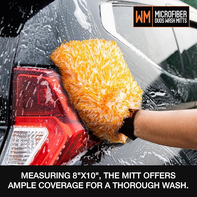 Suds Lab Microfiber Car Wash Mitts (2 Pack) Scratch Free Detailing, Cleaning, Washing Mitt 8"x10" Double-Sided