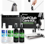 Pro Golf Club Care Kit – Cleaner, Polish, Brush, Groove Sharpener, Grip Cleaner, Magnetic Towel & Leather Bag – Restores Clubs, Removes Rust & Scratches, Renews Tackiness – Golf Gifts for Golfers