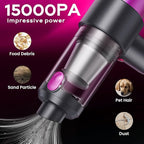 Car Vacuum Handheld Vacuum Cleaner, 15000PA Suction, Mini Vacuums with Air Duster and Blower, Portable Hand Held Vacuum for Car, House, Crumbs, Hair (Pink)