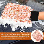 2PCS Car Wash Mitt, 11"×8" Cyclone Microfiber Cleaning Mitt for Cars, Scratch-Free & Lint-Free, Double Sided Automotive Washing Gloves, Universal Auto Cleaning Supplies (Tangerine+White)