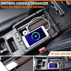 TACORBO Center Console Tray Compatible with Nissan Rogue 2014-2020 and Rogue Sport 2017-2022 Accessories, Armrest Secondary Storage Box, Interior Insert Tray, Red Trim