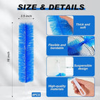 Sliner 4 Pcs Fan Cleaning Brush Bendable Fan Duster Cleaner Reusable Cobweb Duster Microfiber Head Dirt Remover for Ceiling Fans Blades, Air Vents, Curtains, Cars, Shutters (Blue)