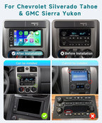 4G+64G Android 15 Car Radio Stereo for Chevy Chevrolet Silverado Tahoe SSR 03-06, GMC Sierra Yukon,Hummer H2 H3, 7'' Touchscreen with Wireless CarPlay Android Auto Backup Camera,GPS BT FM RDS Radio