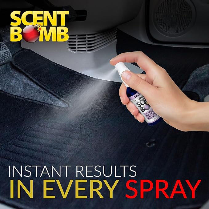 Scent Bomb Air Freshener Spray, Long-Lasting Odor Eliminator - Effective Deodorizer for Home & Car, Fresh Room Spray for Kitchen, Bathroom & Smell Neutralizer - 1 oz Pack of 4, Lavender Scent