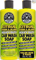 Chemical Guys Citrus Wash & Gloss 2 Pack 16 oz Each High Gloss Citrus Car Wash Soap, Heavy-Duty Cleaner with Natural Citrus Power & Shine Enhancers Streak-Free, Slick Finish