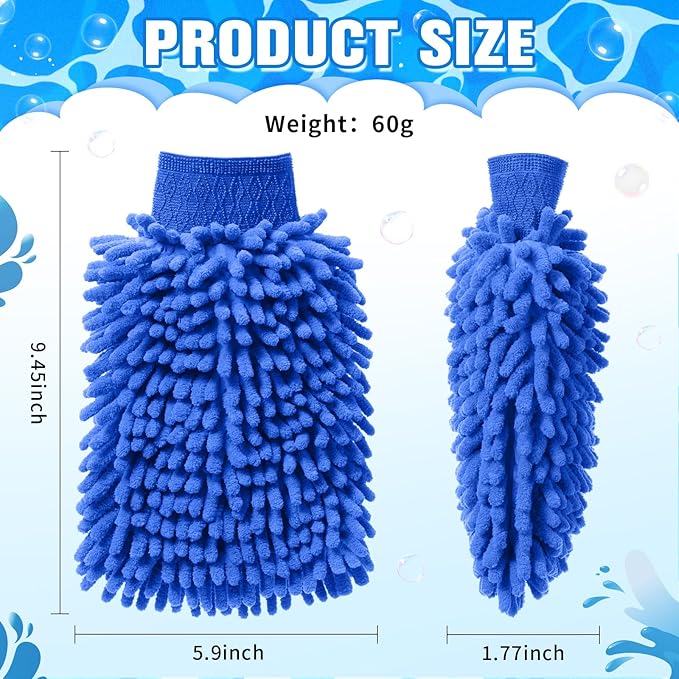 Patelai 30 Pcs Car Wash Mitt Scratch Free Microfiber Chenille Car Wash Gloves Double Sided Absorbent Mitt for Washing Cleaning Cars Trucks Boats, 9.45 x 5.9 Inch(Green,Blue)