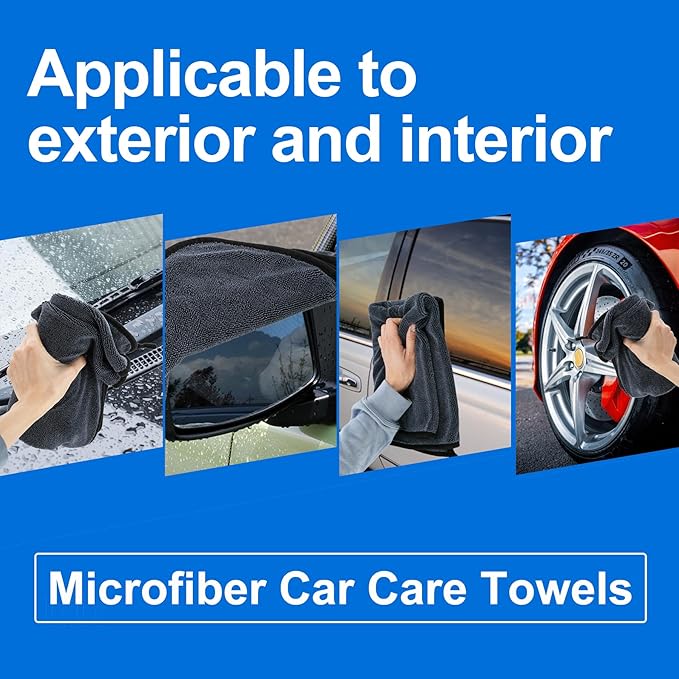 CICMOD Car Drying Towels 35"x24" Large Microfiber Towels for Car Detailing Gray - 4 Pack