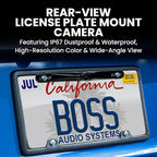 BOSS Audio Systems LPCB36 Car Truck Rearview Backup Reverse Camera - License Plate Mount, 170° Wide Angle Rear View Cam, Low Light Friendly